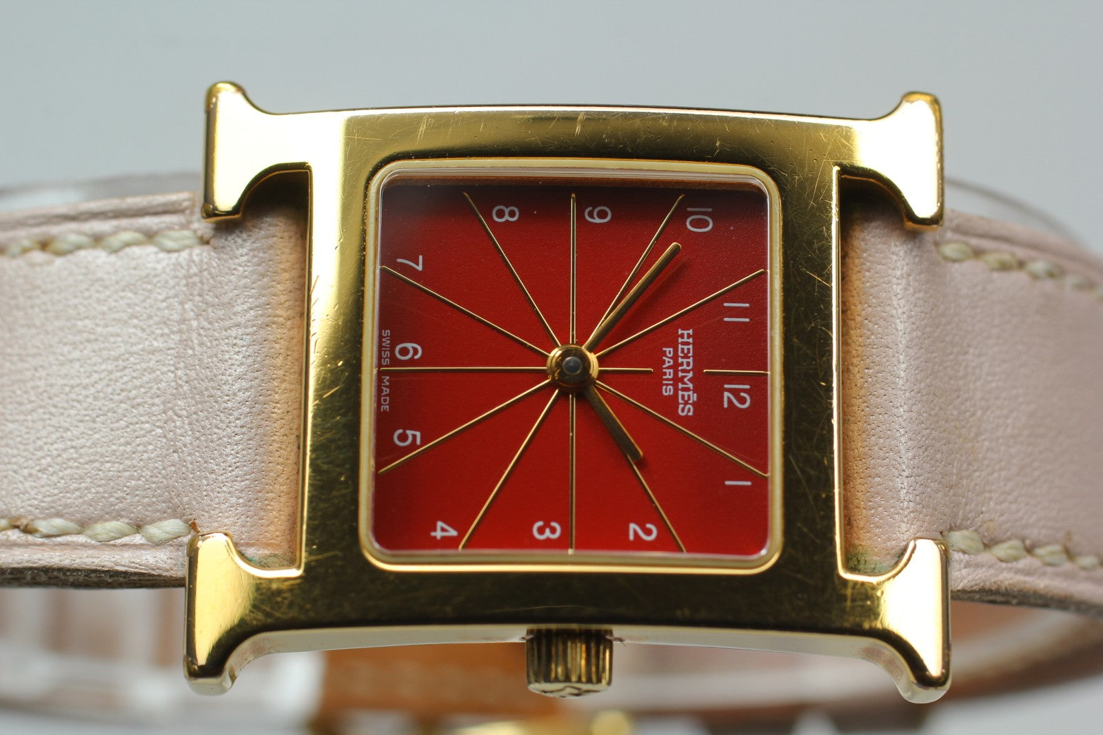 HERMES H Watch HH1.201 Quartz Red Dial Ladies Watch 21mm JP Box JAPAN