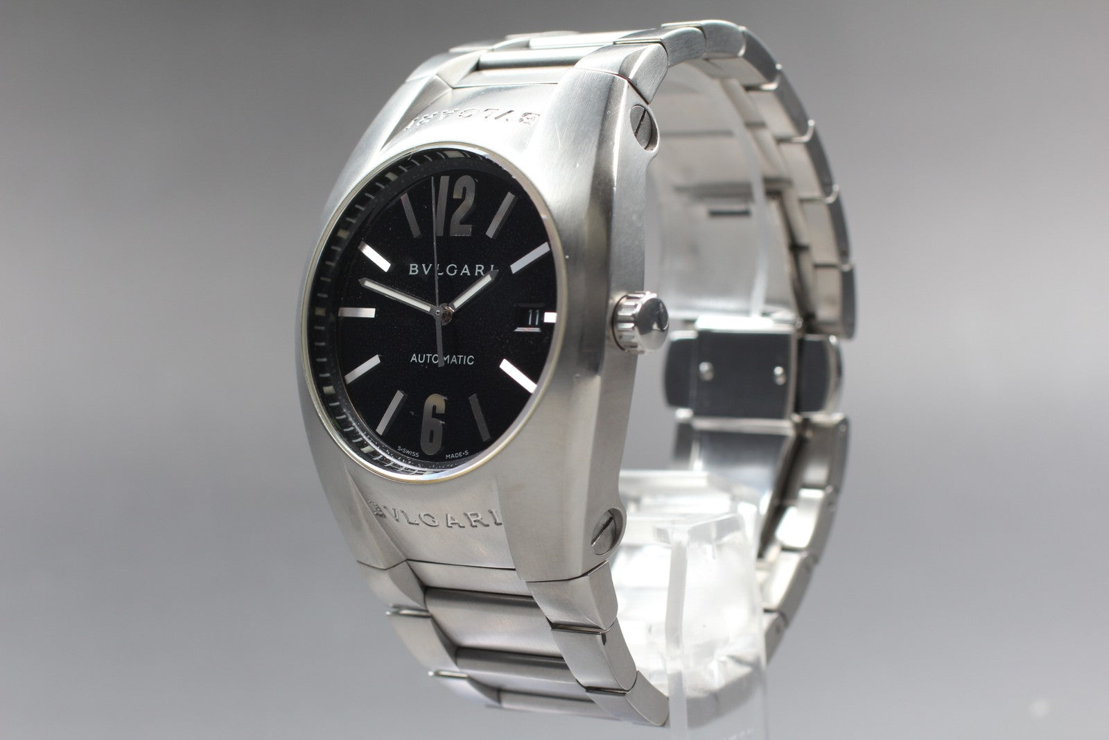 Exc+5*Box BVLGARI Ergon EG40S Black Dial Automatic Men's Watch 40mm From JAPAN