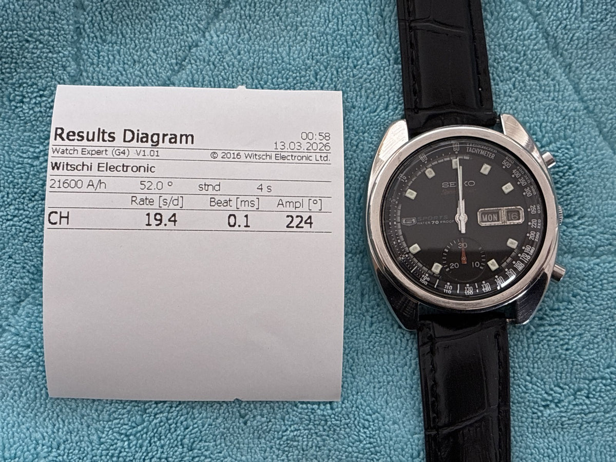 overhauled SEIKO 5 Sports Speed Timer 6139-6010 Automatic Men's Watch 39mm JAPAN