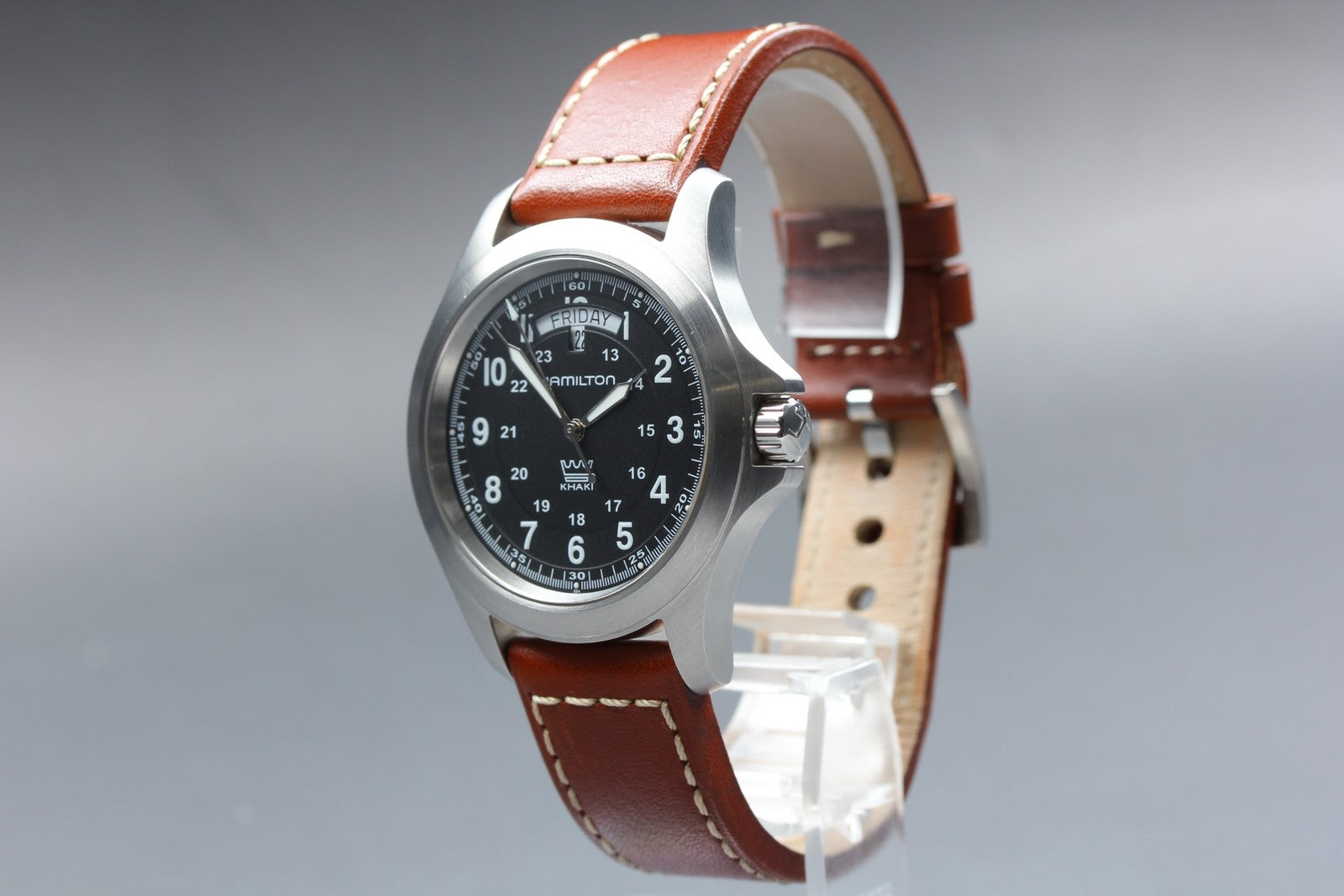 Hamilton Khaki Field King H644510 Black Dial Brown 40mm Men's Quartz Watch