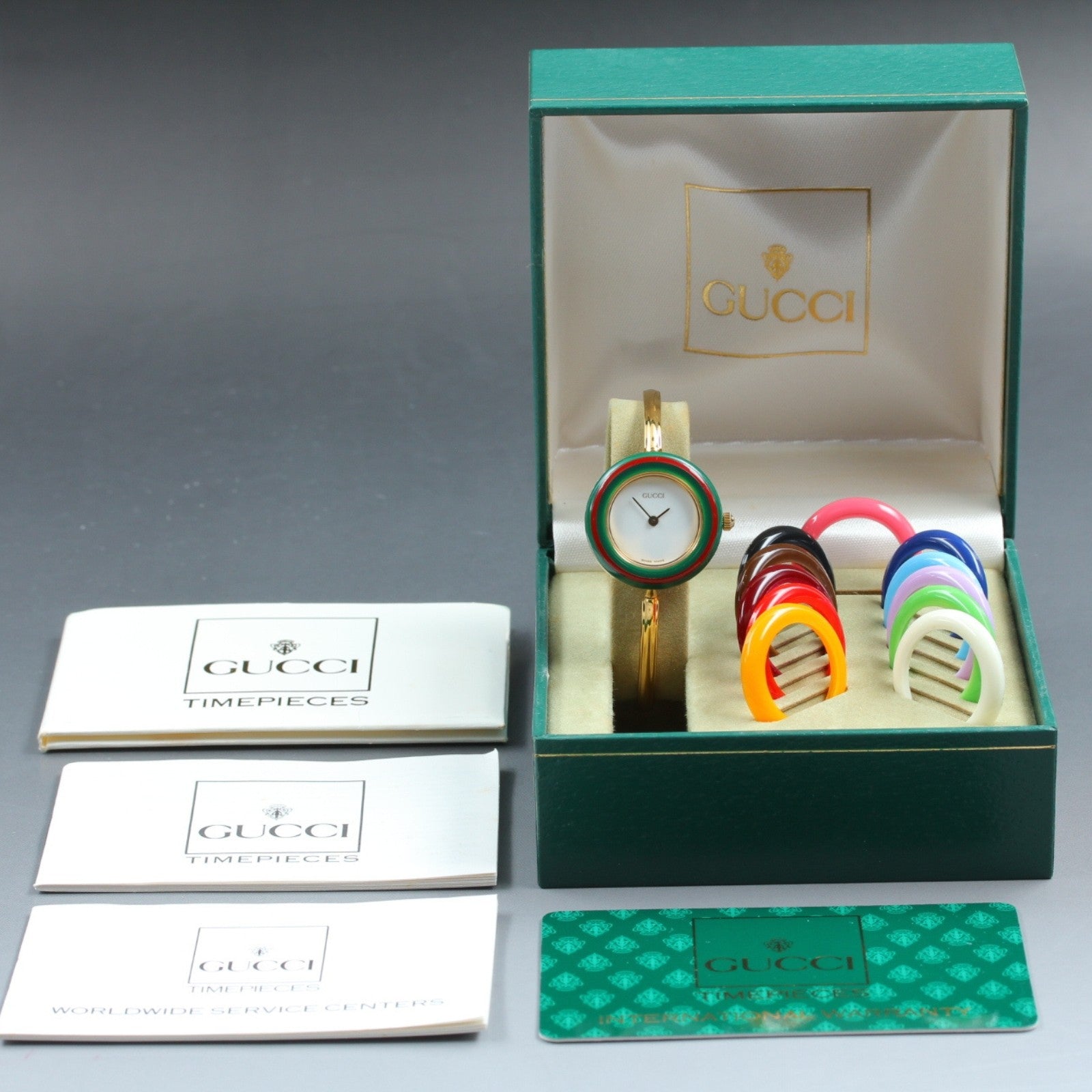New Batt Gucci Change Bezel 11/12.2 12Color Women's White Quartz Watch JAPAN