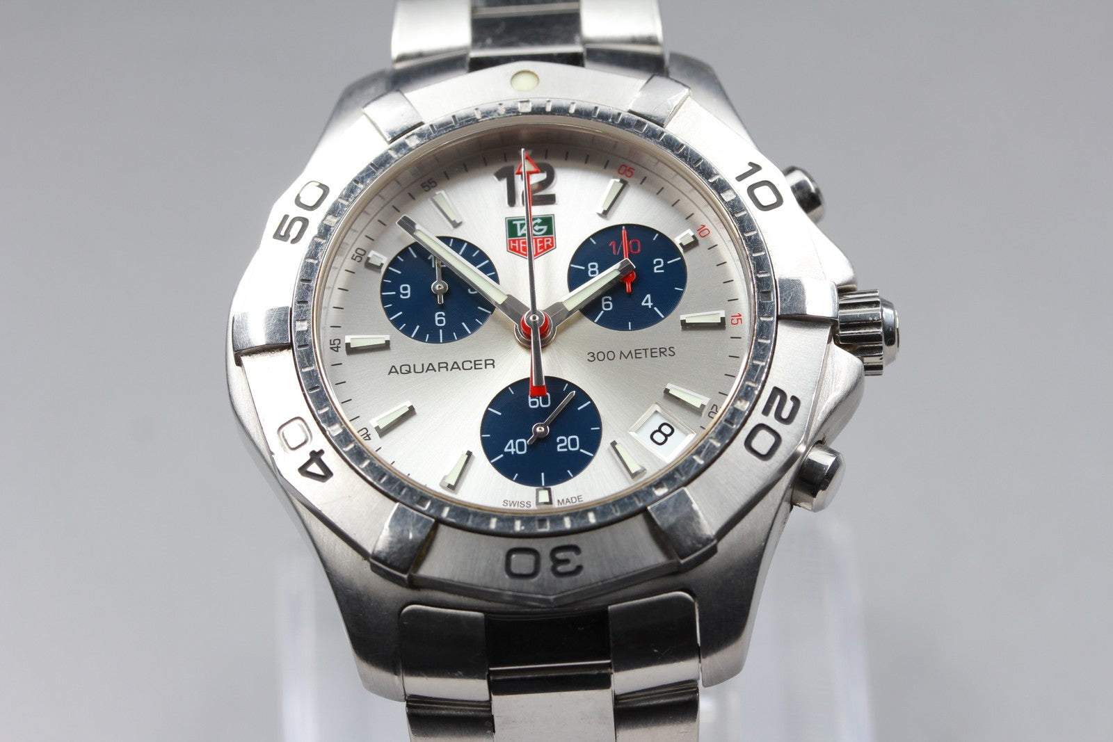 Tag Heuer Aquaracer 300m CAF1110 Chronograph Silver Quartz Men's Watch 42mm JP