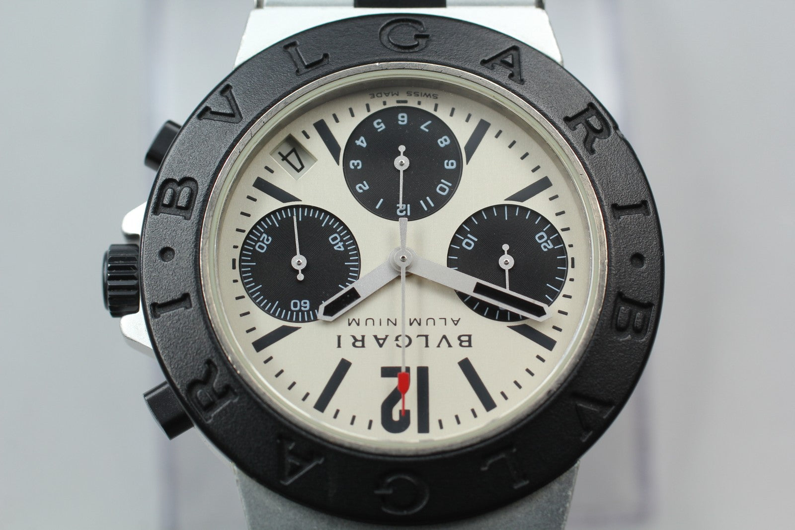 BVLGARI Aluminium AC38TA Automatic chronograph Date Men's Watch 38mm From JAPAN