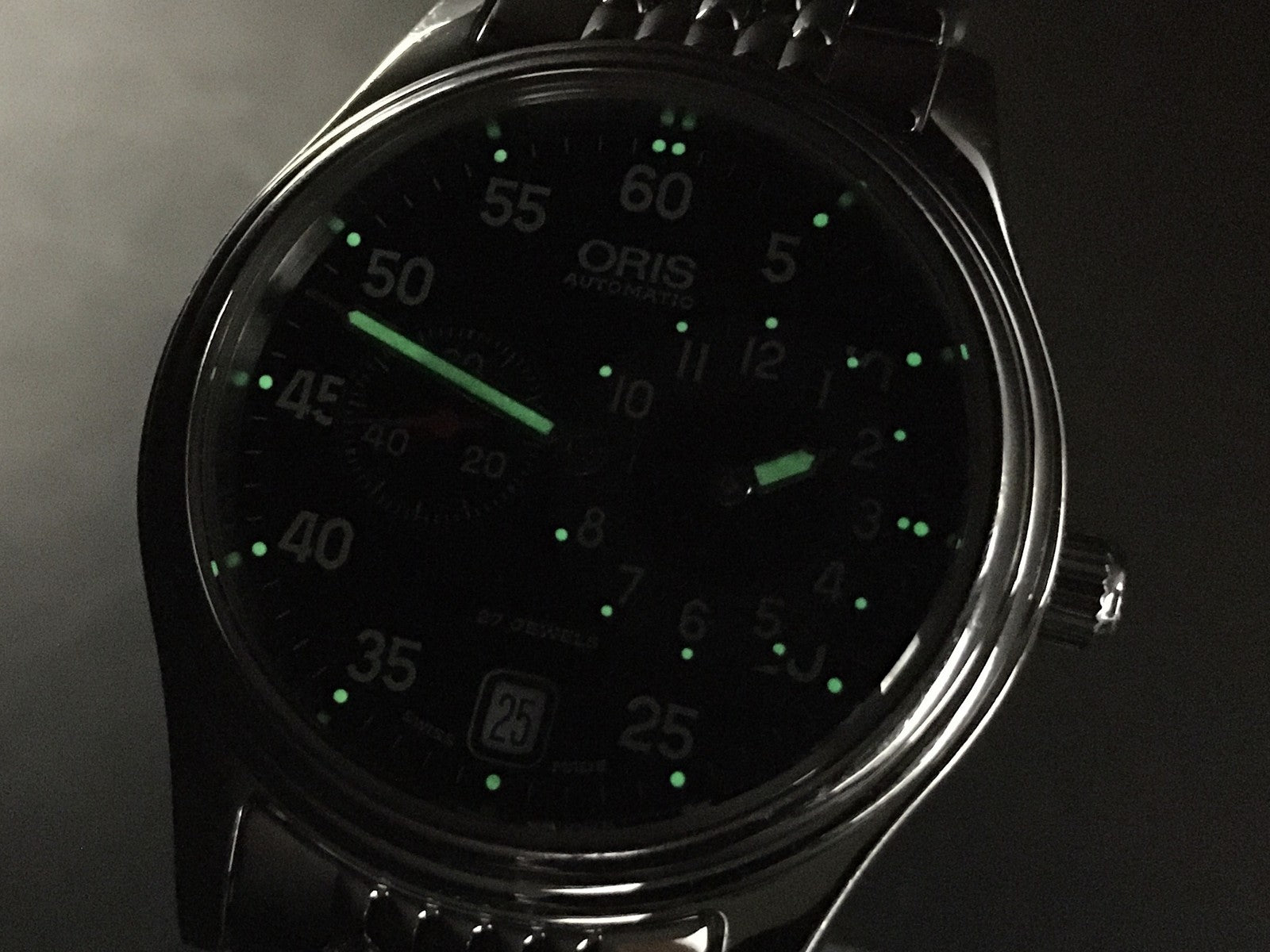 Vintage Oris Pointer 7403 Black Men's Automatic Small Second Watch 35mm Exc+5