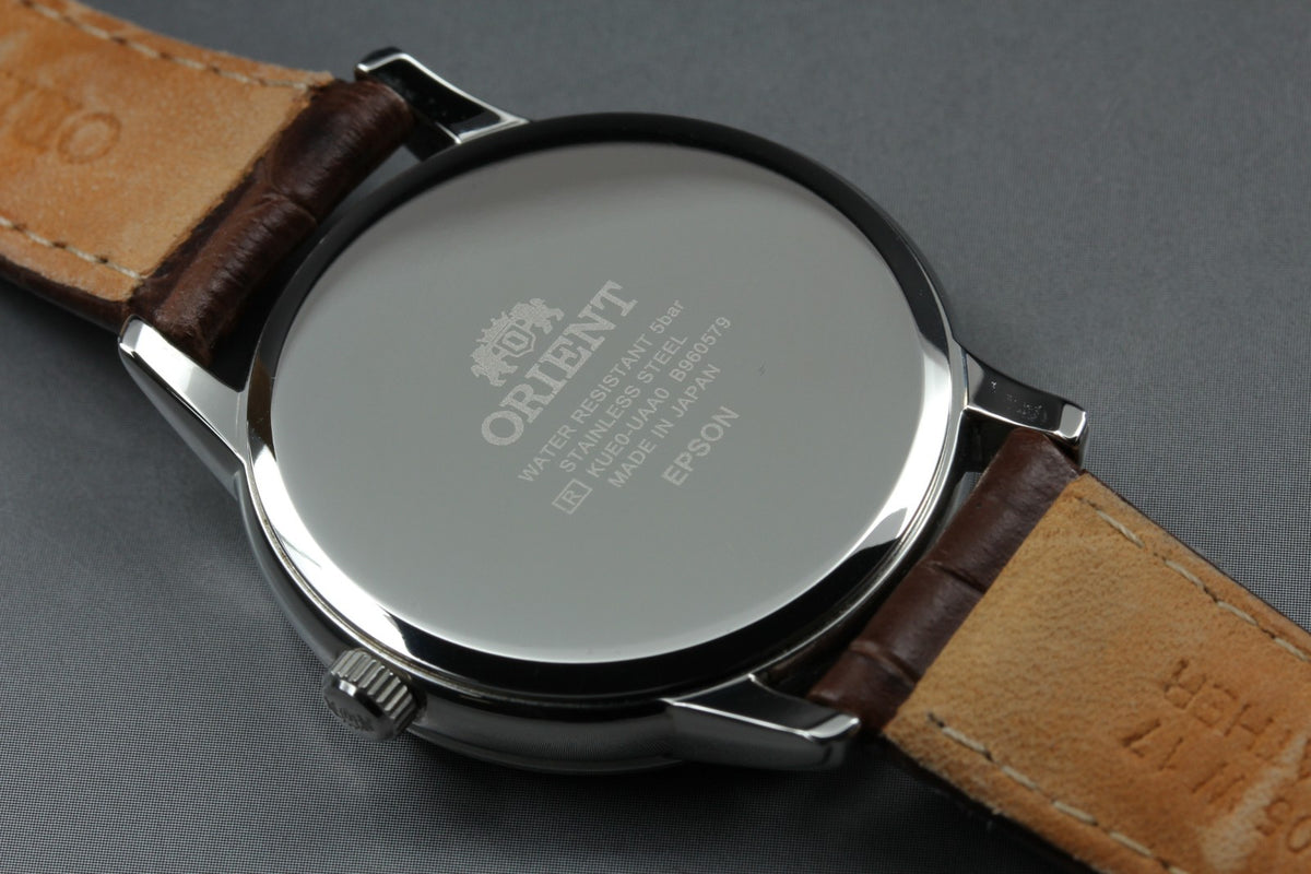 ORIENT Sun & Moon KUE0-UAA0 39mm Day/Date Silver Brown Unisex Watch