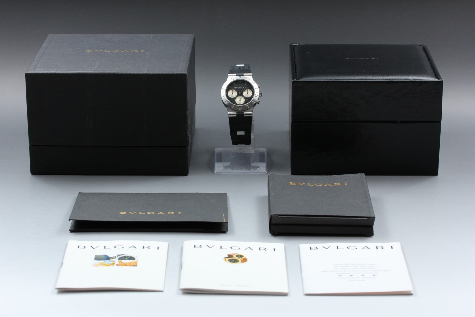 New Batt BVLGARI Diagono Sports CH35S Quartz Black Men's Watch 36mm JAPAN Box