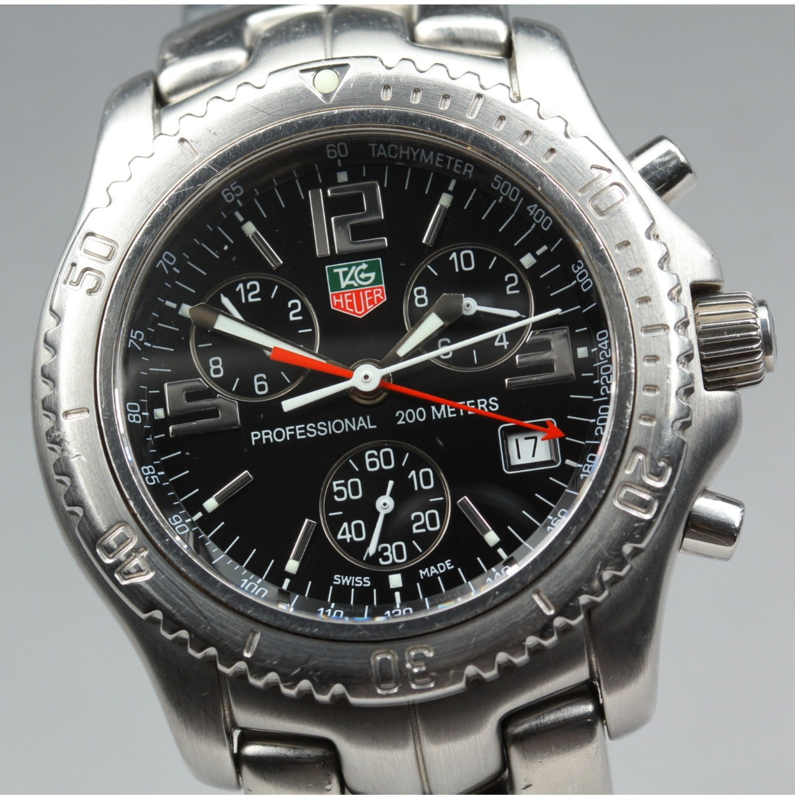 TAG HEUER Link CT1111 Quartz Chronograph Black Men's Watch 40mm JAPAN Box