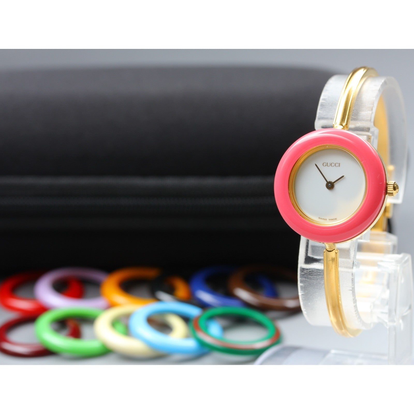 New Batt Gucci Change Bezel 11/12.2 12Color Women's White Quartz Watch JP Exc+5