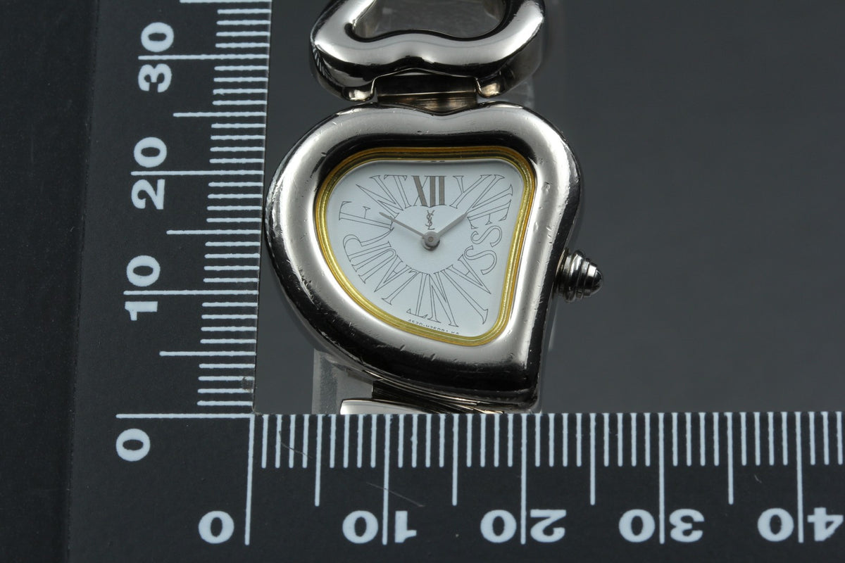 Yves Saint Laurent Heart Silver 4520-H15556 24mm Women's Watch Quartz Vintage