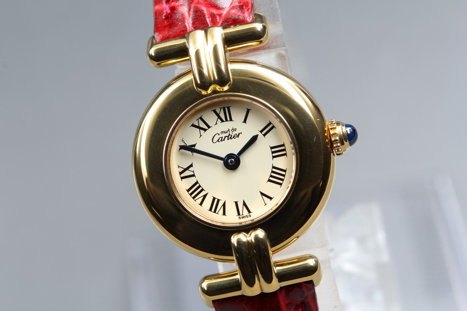 Vintage Cartier Must Colisee Vermeil 590002 Red Ivory Dial Women's Quartz Watch