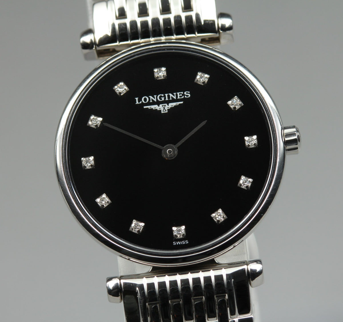 LONGINES La Grande Classique L4.209.4 Black 12P Diamond 23mm Women's Qz Watch