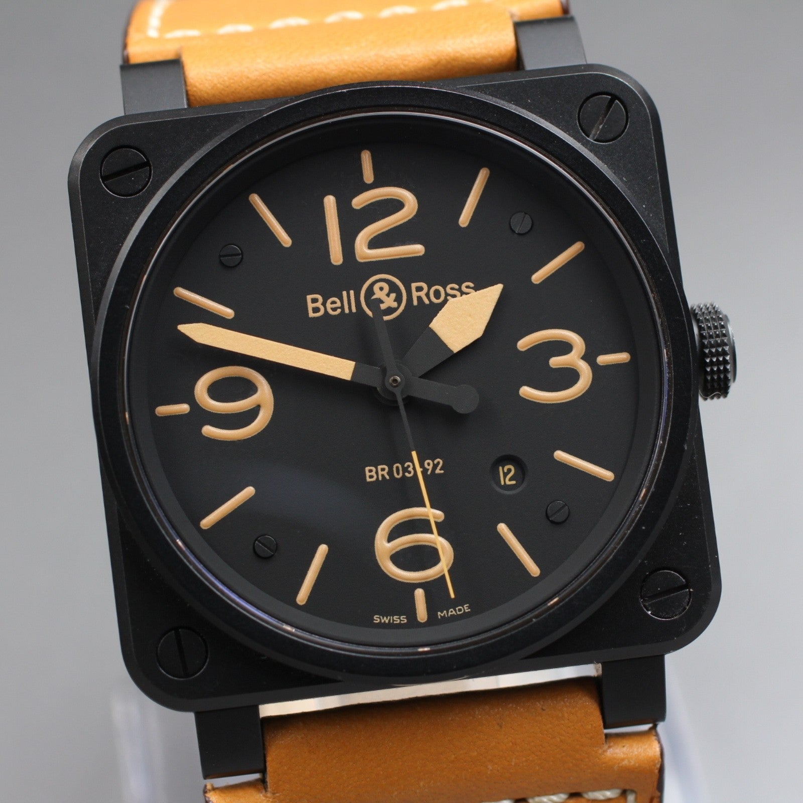 Bell&Ross Aviation Altimeter BR03-92-S Black Automatic Men's Watch 42mm JAPAN