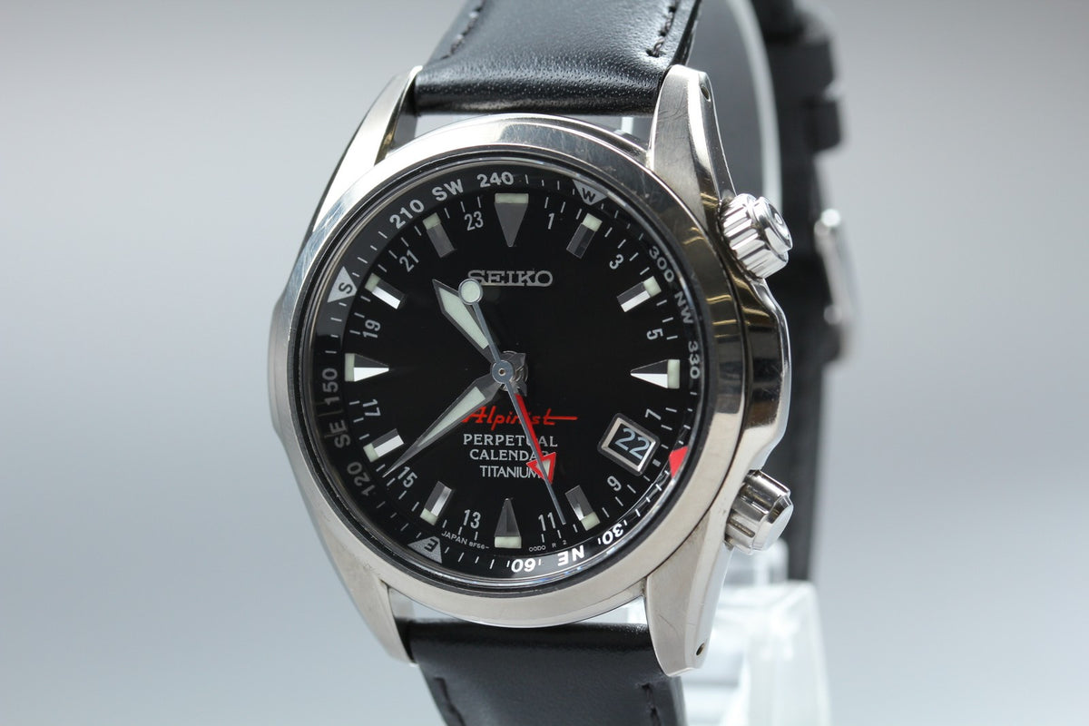SEIKO Alpinist 8F56-00D0 SBCJ019 Perpetual Calendar Titanium Men's Watch JAPAN
