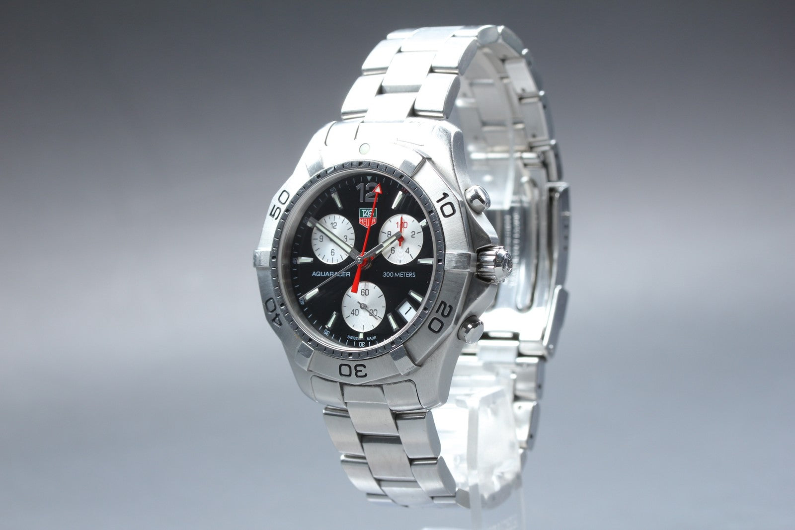 TAG Heuer Aquaracer CAF1110 Chronograph Black Quartz Men's Watch 42mm Box