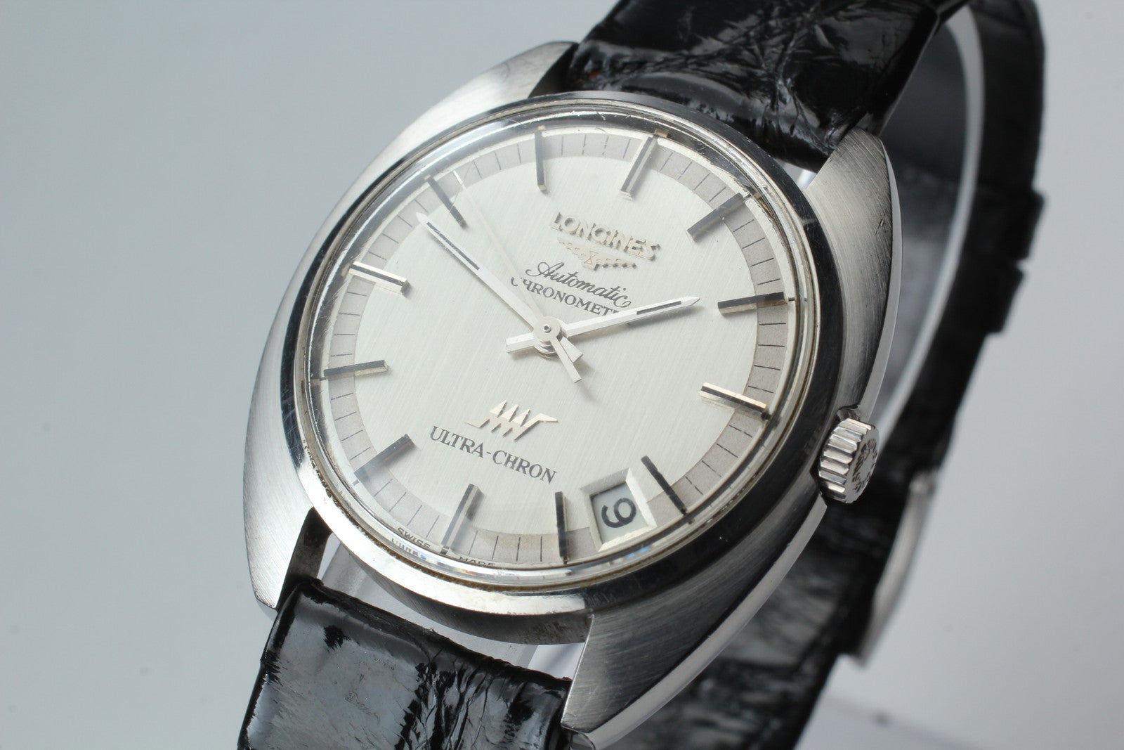 Vintage LONGINES ULTRA-CHRON Chronometer Date Silver Men's Watch 34mm Exc+5 JP