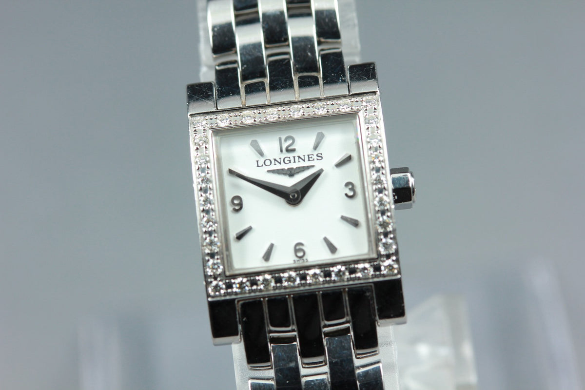 LONGINES Dolce Vita L5.161.0 Quartz Diamond Bezel White Women's Watch 16mm JAPAN