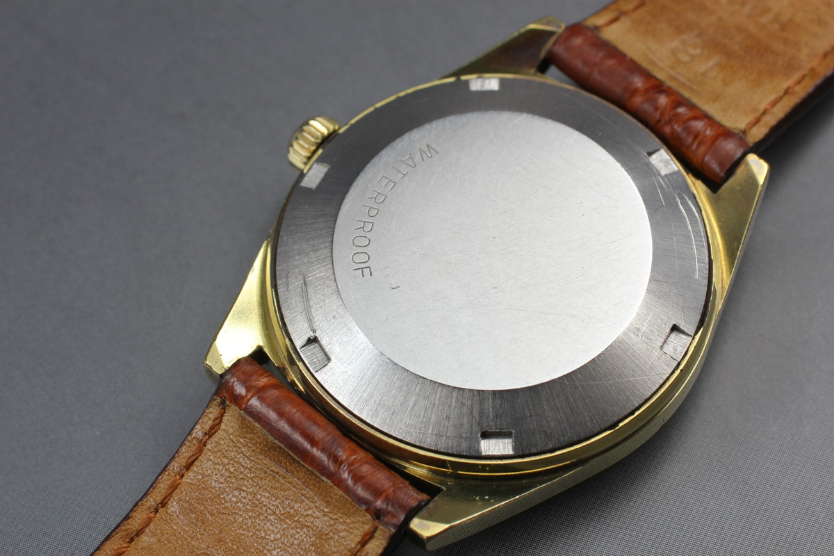 OMEGA Geneve 166.041 Cal.565 Date Gold Brown 34mm Automatic Men's Watch Vintage