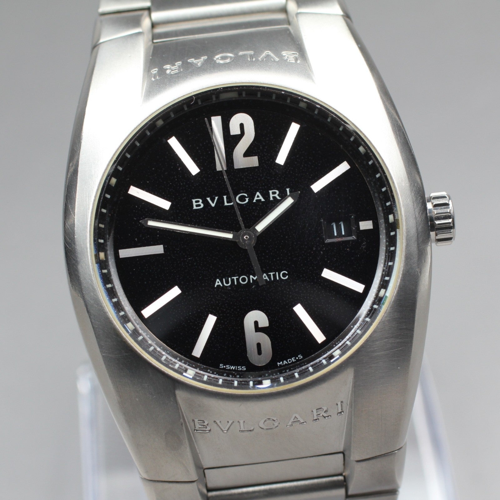 Exc+5*Box BVLGARI Ergon EG40S Black Dial Automatic Men's Watch 40mm From JAPAN