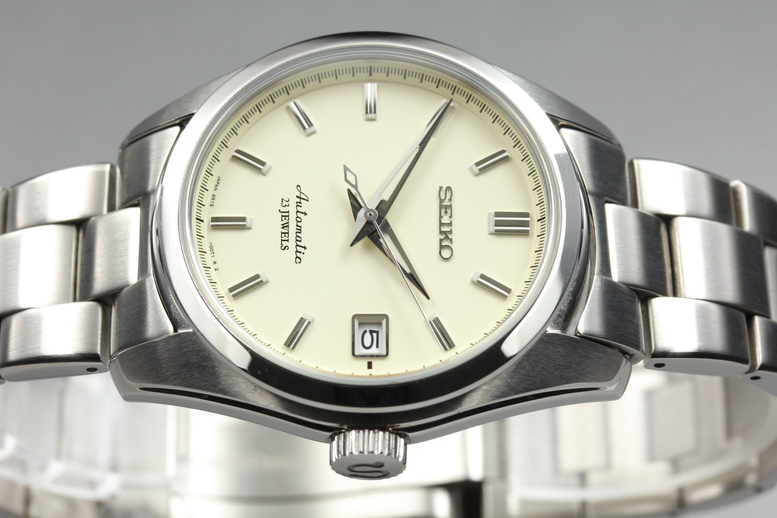 SEIKO Mechanical 6R15-00C1 Automatic White Dial Date Men's Watch 37mm From JAPAN