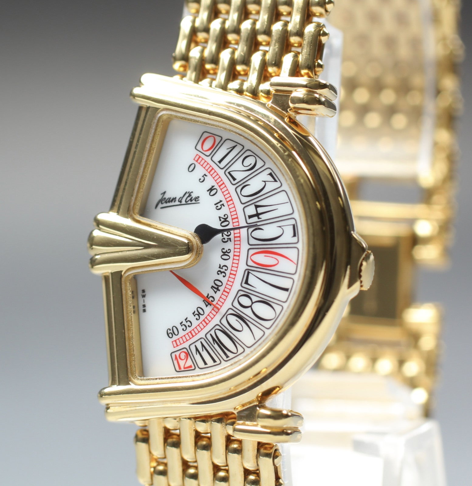 Vintage Jean d'eve Sectora Gold 25mm White Dial Women's Quartz Watch JAPAN