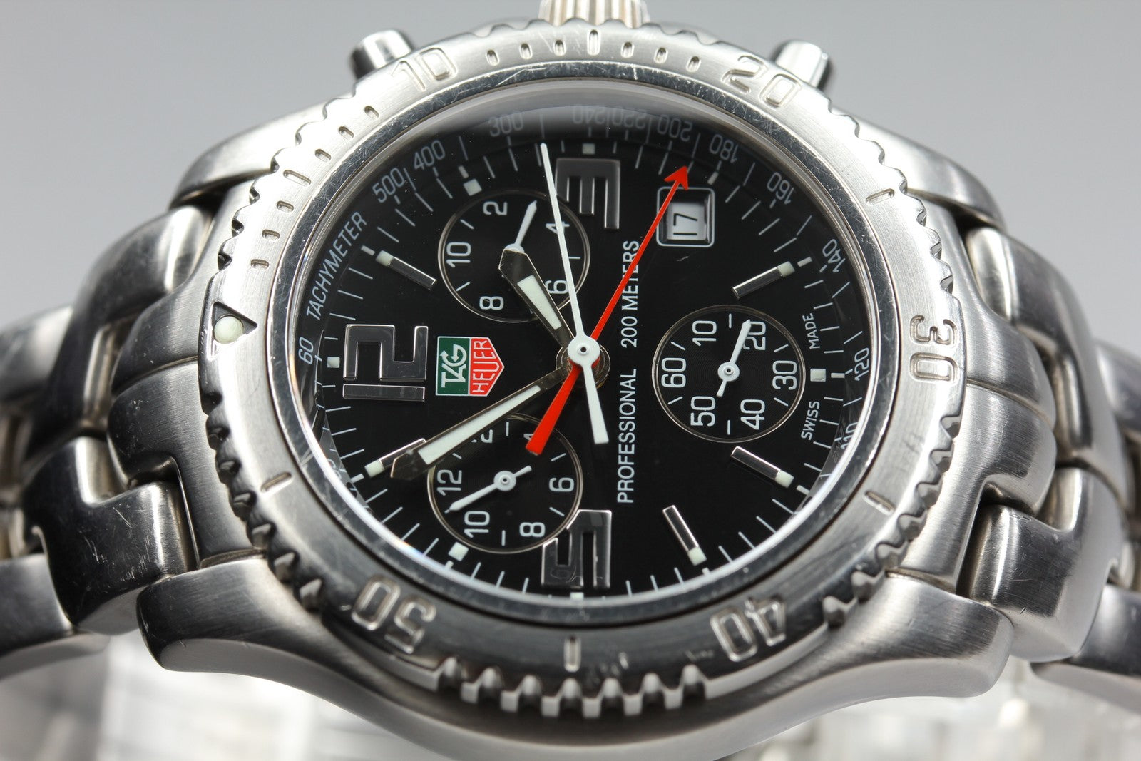 TAG HEUER Link CT1111 Quartz Chronograph Black Men's Watch 40mm JAPAN Box