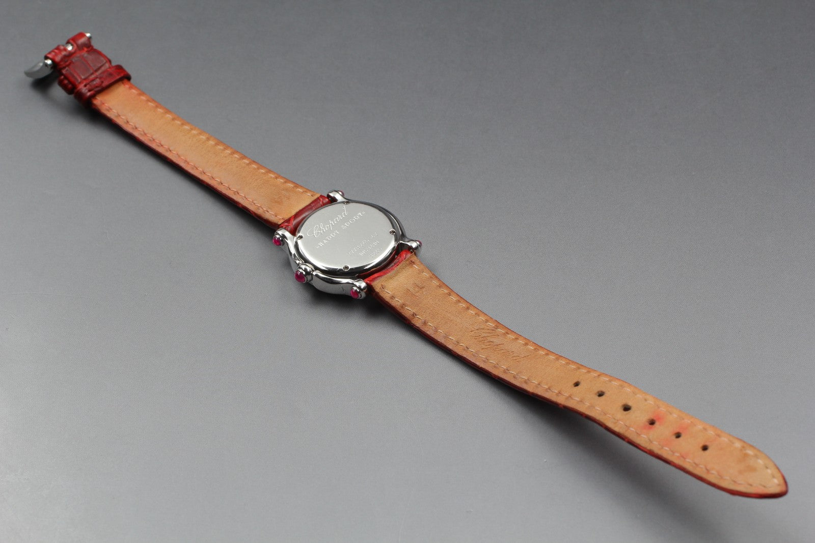 EXC+5 Chopard Happy Sports 27/8245-42 Heart Diamond Red Silver Qz Women’s Watch