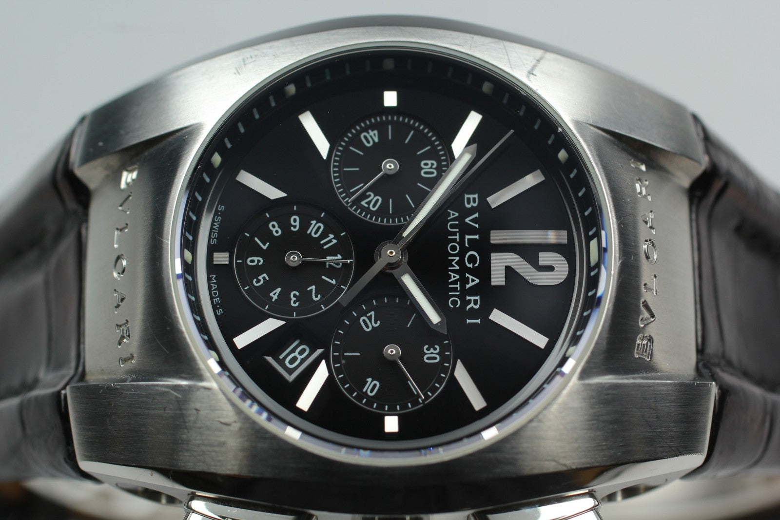 Exc+5*Box BVLGARI Elgon EG35SCH Black Dial Automatic Men's Watch 35mm From JAPAN