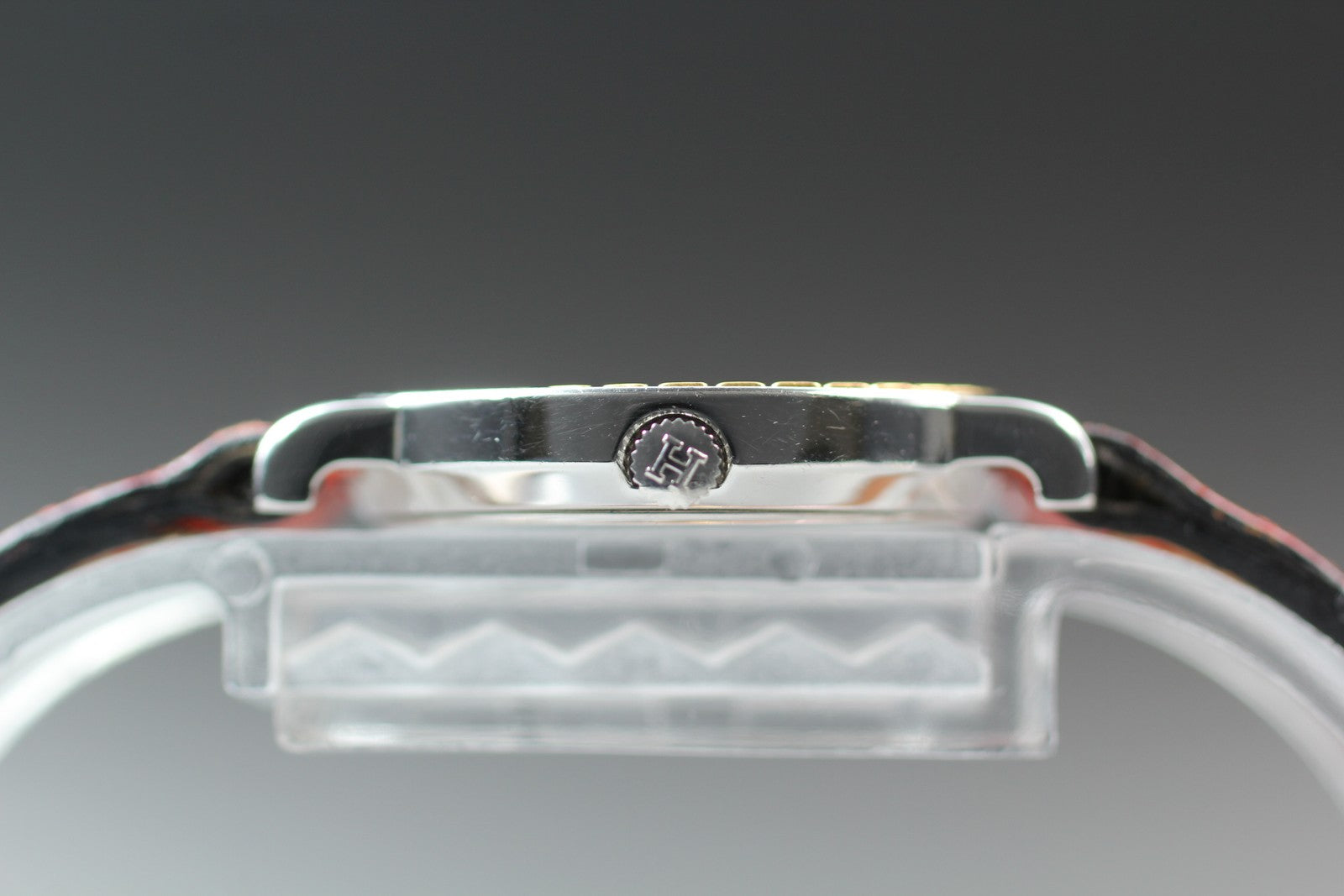 Vintage HERMES Sellier White Dial Red "T" 24mm Woman's Quartz Watch