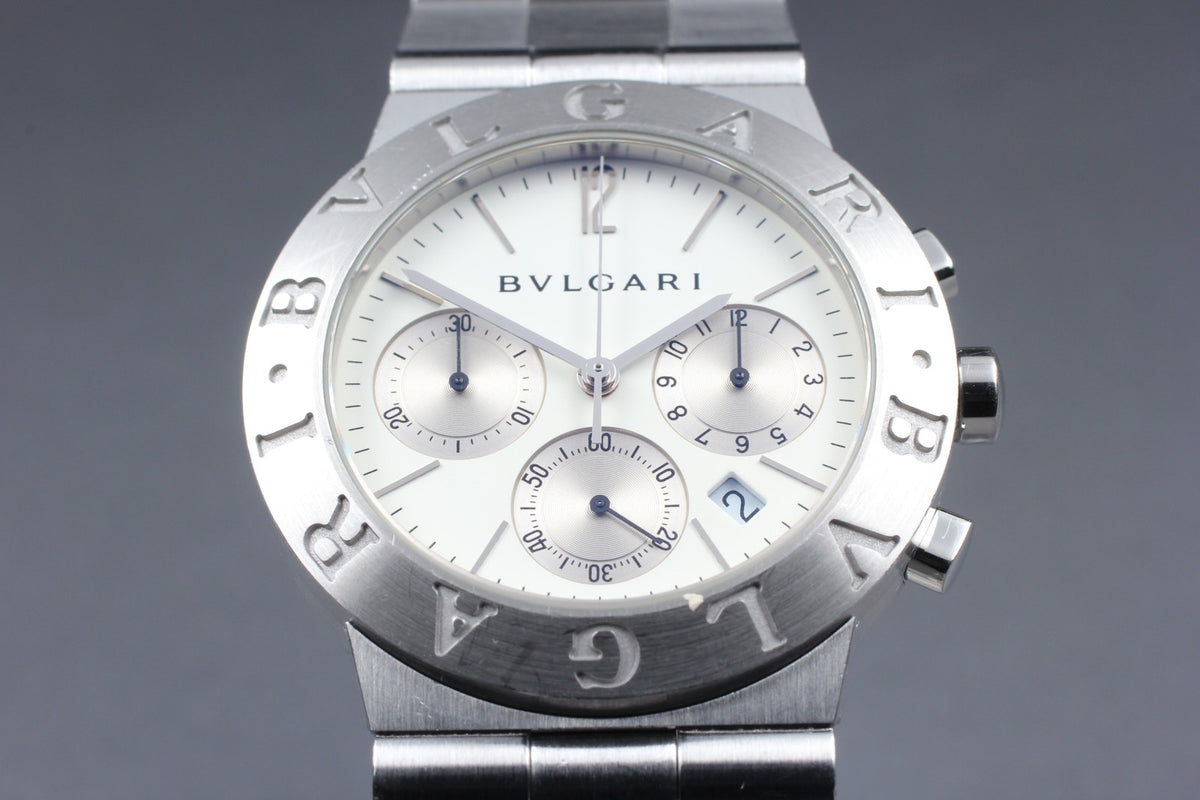overhauled BVLGARI Bvlgari Diagono CH35S White Quartz Men's Watch 36mm JAPAN Box