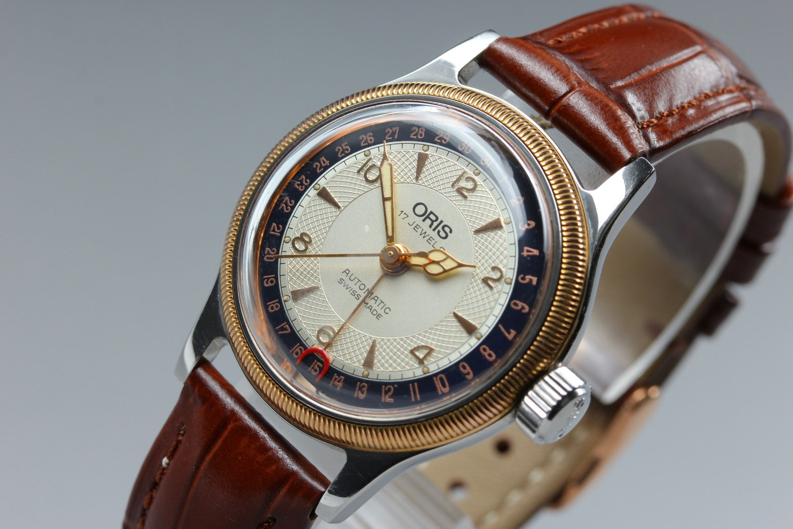 Vintage ORIS Big Crown Pointer Date 7400B Automatic Cream Men's Watch 32mm JAPAN