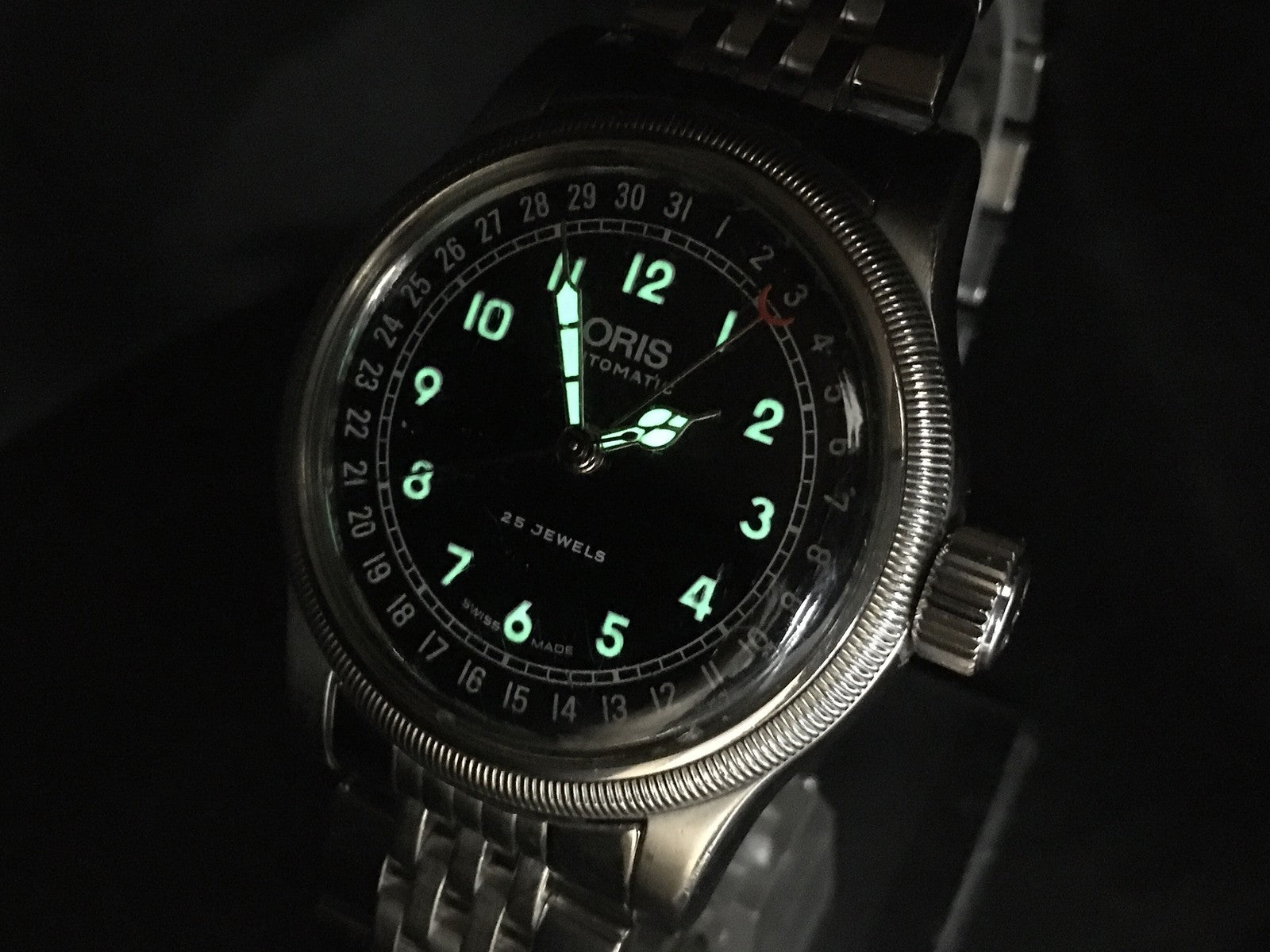Vintage ORIS Big Crown Pointer Date 7543 Black Men's Automatic Watch 40mm Exc+4