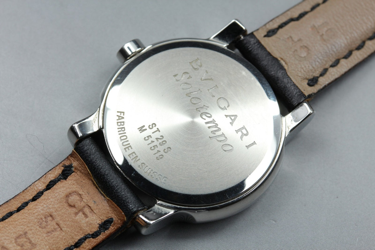 New Batt BVLGARI Solotempo ST29S Quartz Black Women's Watch 29mm JAPAN Box