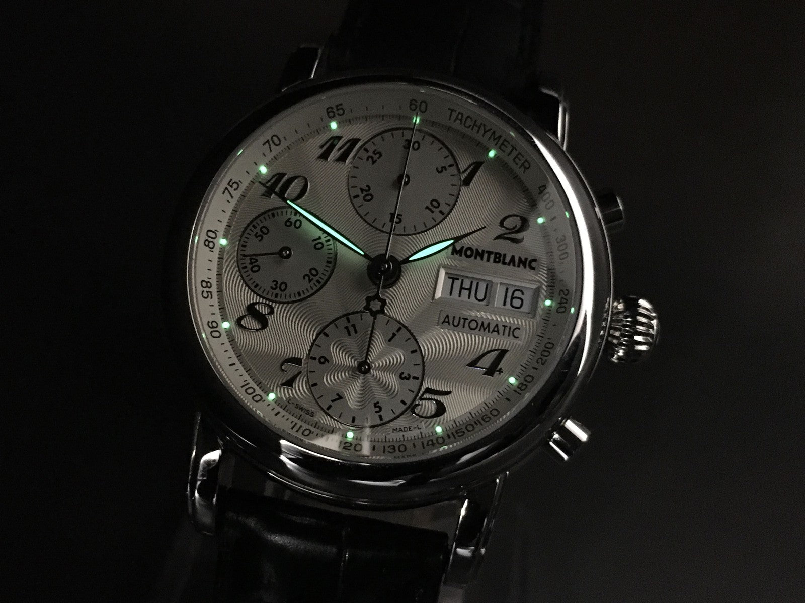 MONTBLANC Meistersteck 7016 Silver Day/Date Automatic Men's Watch JP N MINT*Box