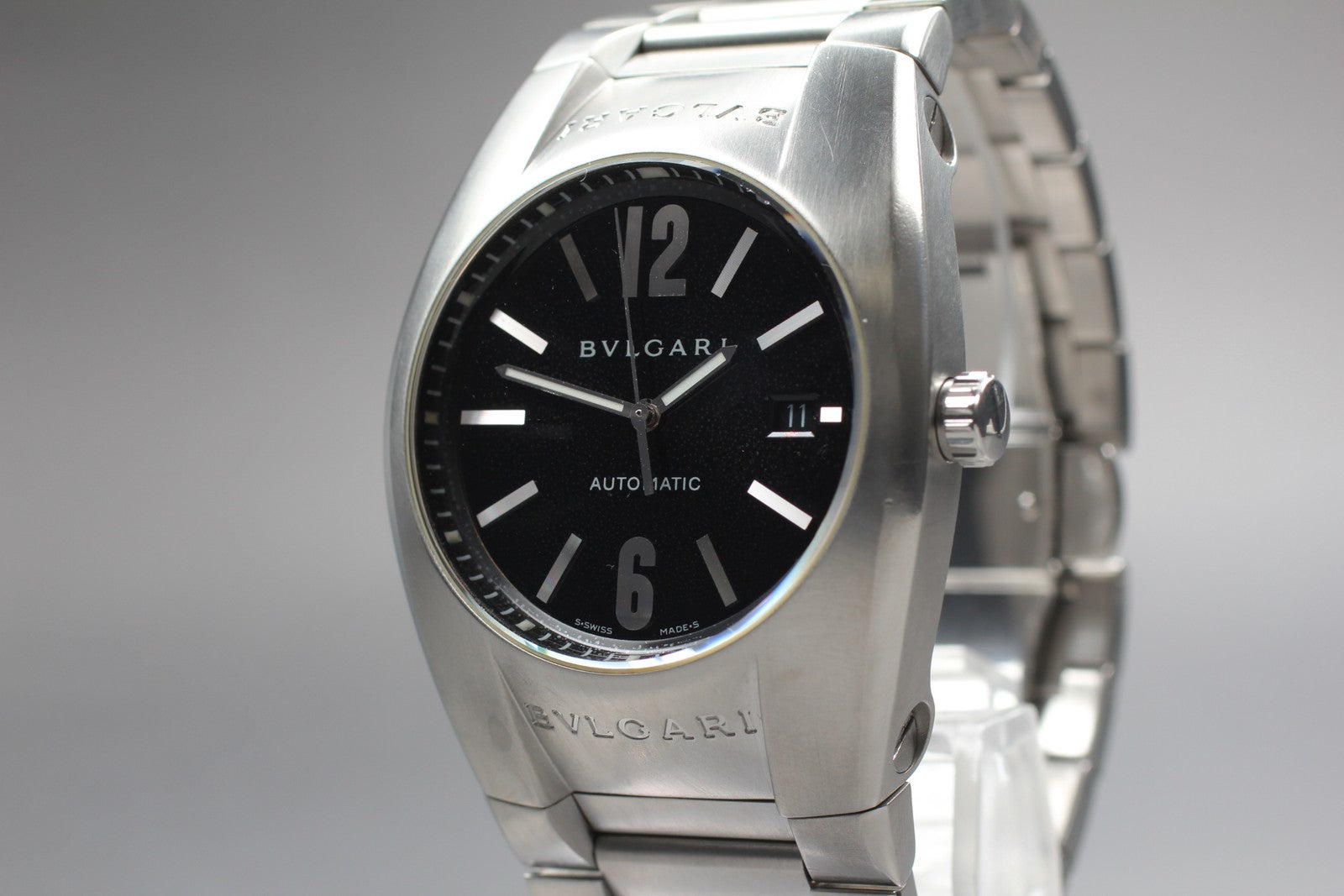 Exc+5*Box BVLGARI Ergon EG40S Black Dial Automatic Men's Watch 40mm From JAPAN