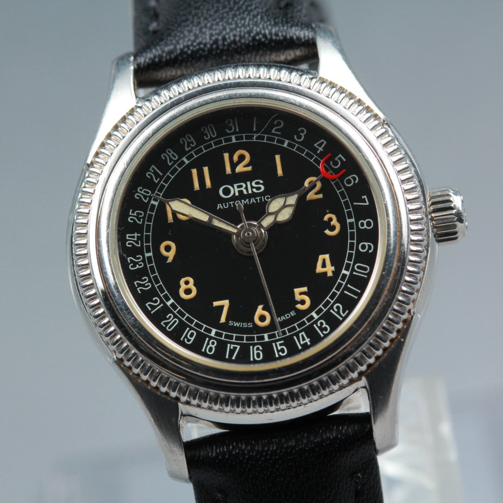Vintage ORIS Pointer Date 7472 Black Dial Automatic Date Women's Watch 28mm JP