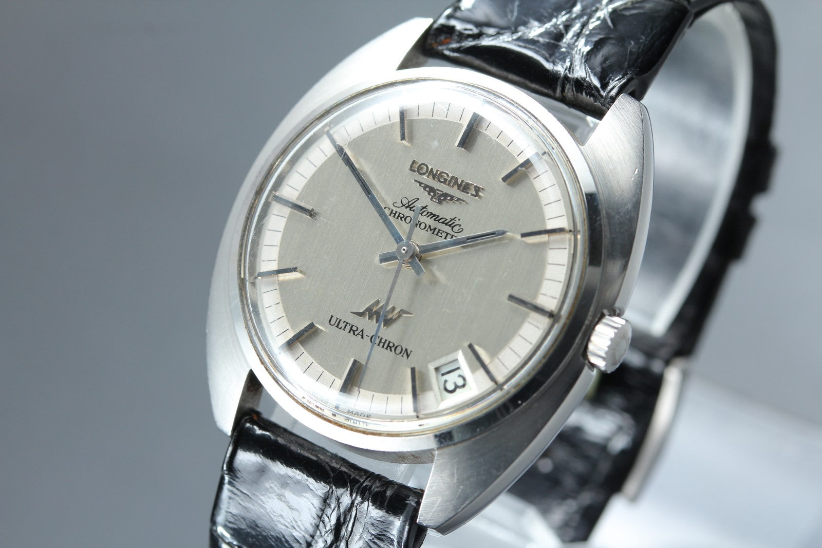Vintage LONGINES ULTRA-CHRON Chronometer Date Silver Men's Watch 34mm JP JAPAN
