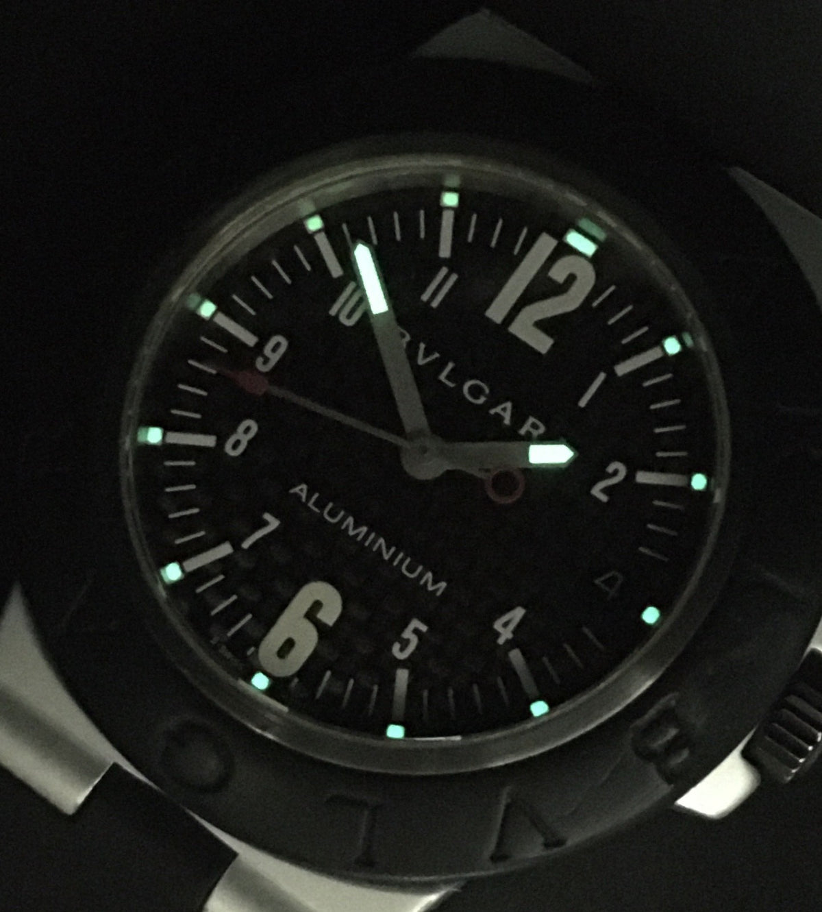 overhauled BVLGARI Aluminum AL38TA Black Men's Automatic Watch 38mm JAPAN Box