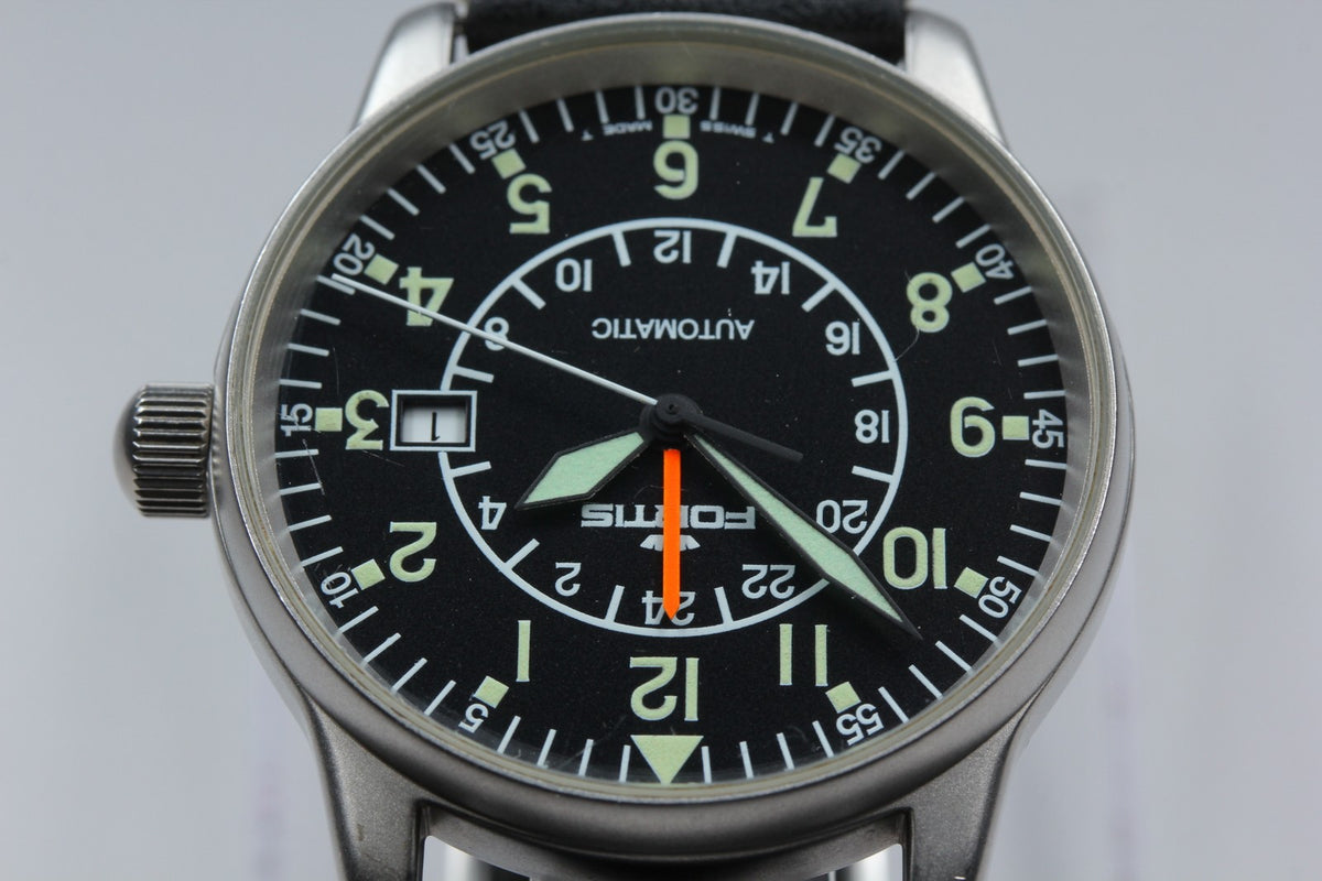 FORTIS Flieger GMT Aviator Pilot 596.10.148 Automatic Black Men's Watch 40mm JP