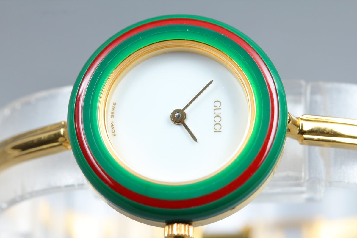 New Batt Gucci Change Bezel 11/12.2 12Color Women's White Quartz Watch JAPAN Box