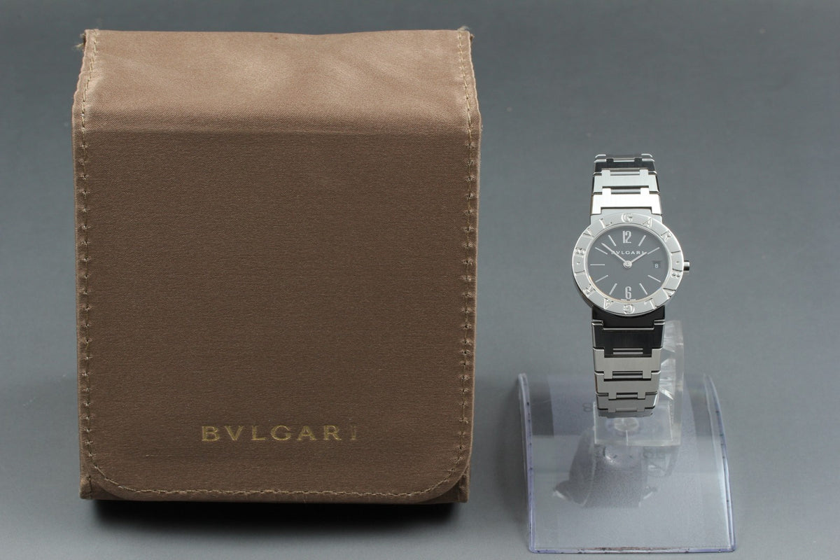 BVLGARI BB26SS Black Dial Quartz Date Women’s Watch 26mm Used From JAPAN w/Pouch
