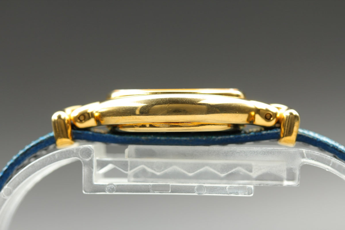 FENDI 640L Chameleon Blue Leather Belt Gold 24mm Women's Quartz Watch Vintage
