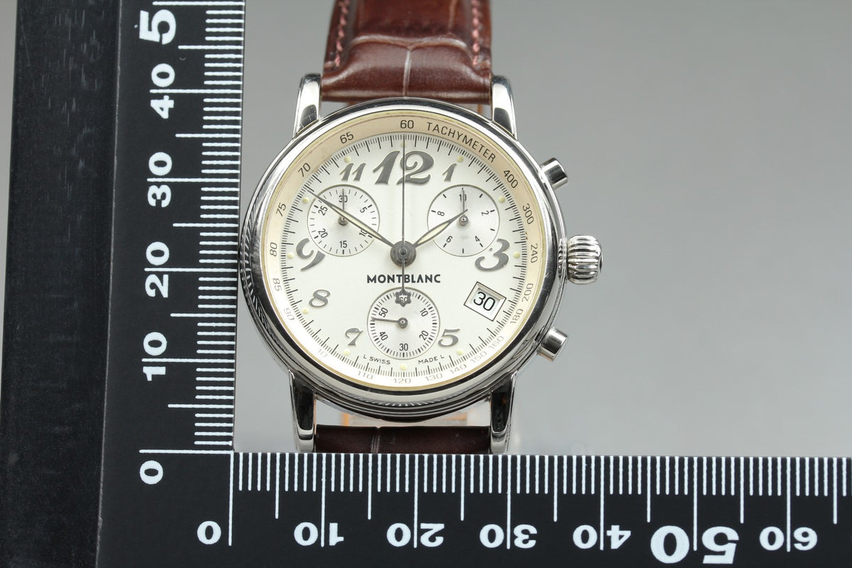 MONTBLANC Meisterstuck 7038 Chronograph Quartz Silver Men's Watch 35mm JAPAN