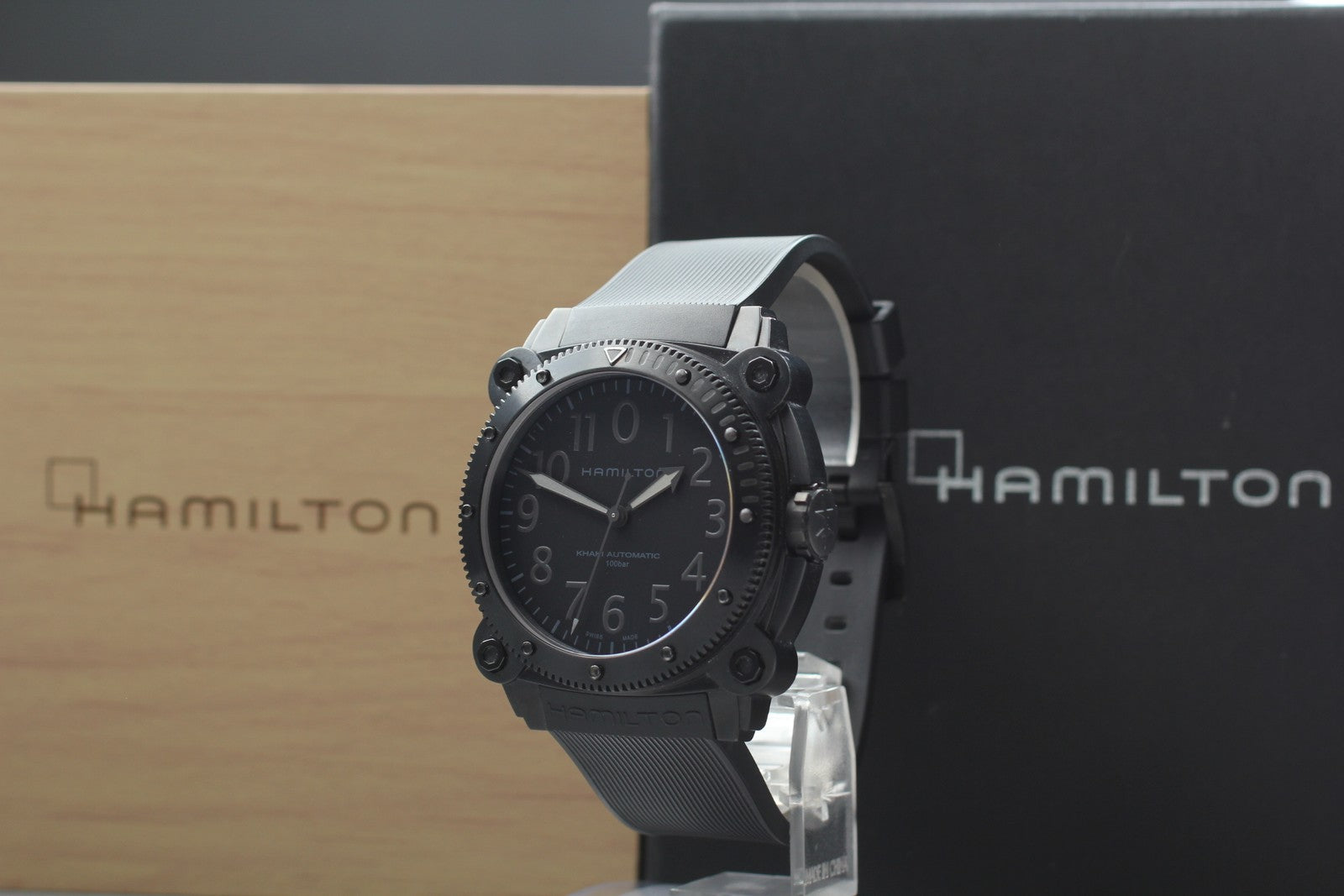Hamilton Khaki Navy Belowzero H785050 Black Automatic Men's Watch 46mm JAPAN Box