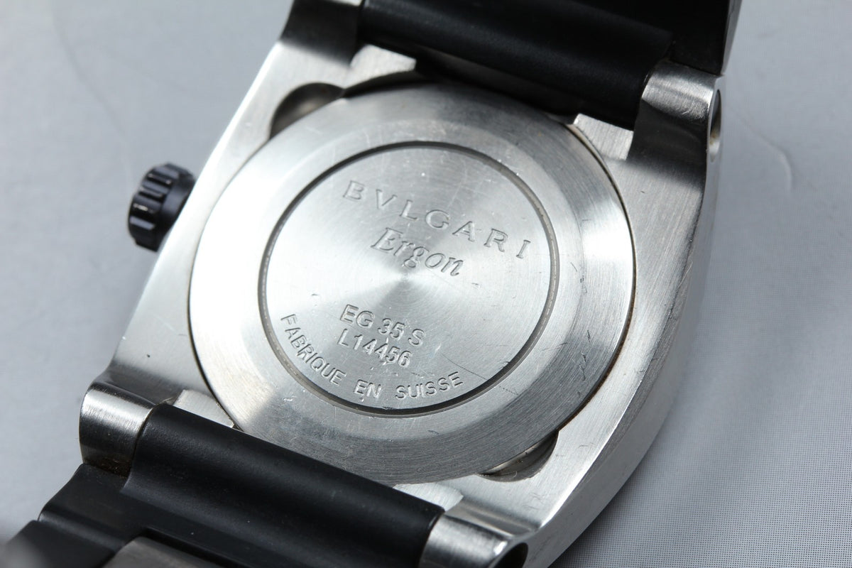 BVLGARI Ergon EG35S Black Dial Automatic Date Men's Watch 35mm JAPAN Exc+5