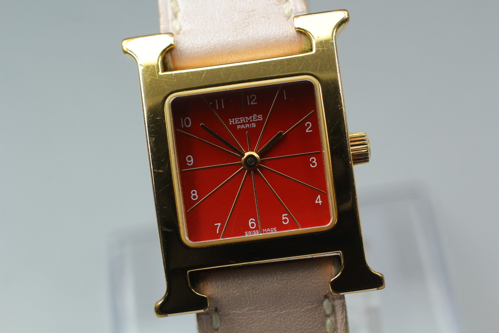 HERMES H Watch HH1.201 Quartz Red Dial Ladies Watch 21mm JP Box JAPAN