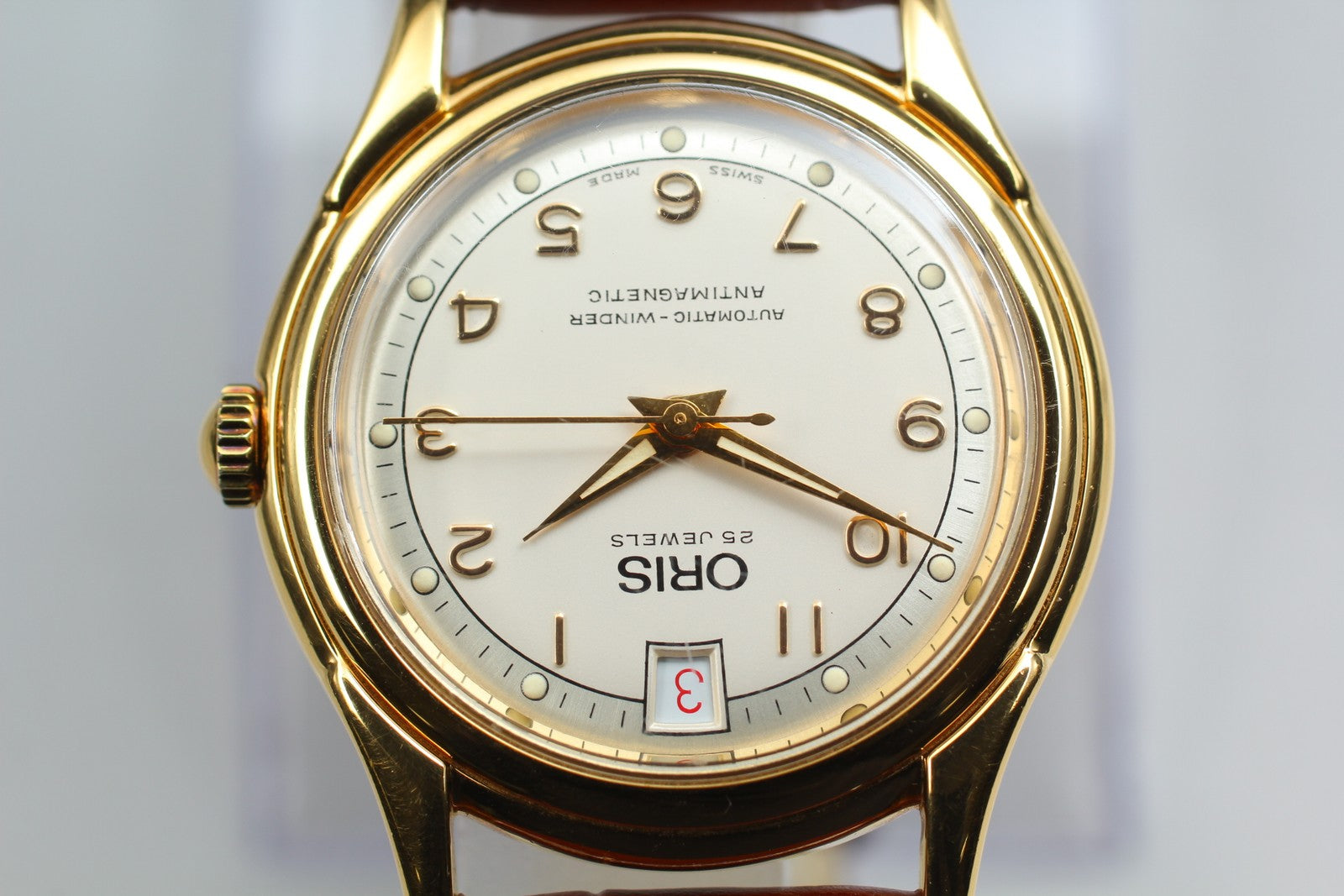 Vintage ORIS 7317 Automatic Date Gold Men's Watch 33mm JAPAN