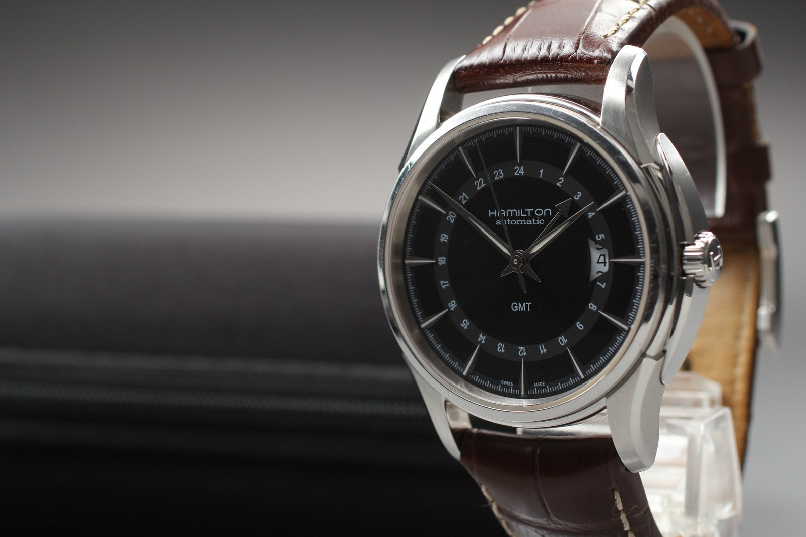 Exc+5* Hamilton Jazzmaster Traveler GMT Automatic Black Men's Watch 42mm JAPAN