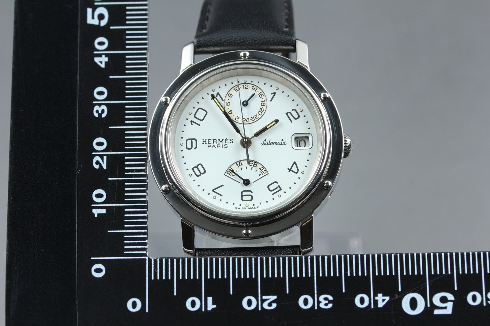 HERMES Clipper CL5.710 GMT Automatic White Dial Date Men's Watch 36mm JAPAN