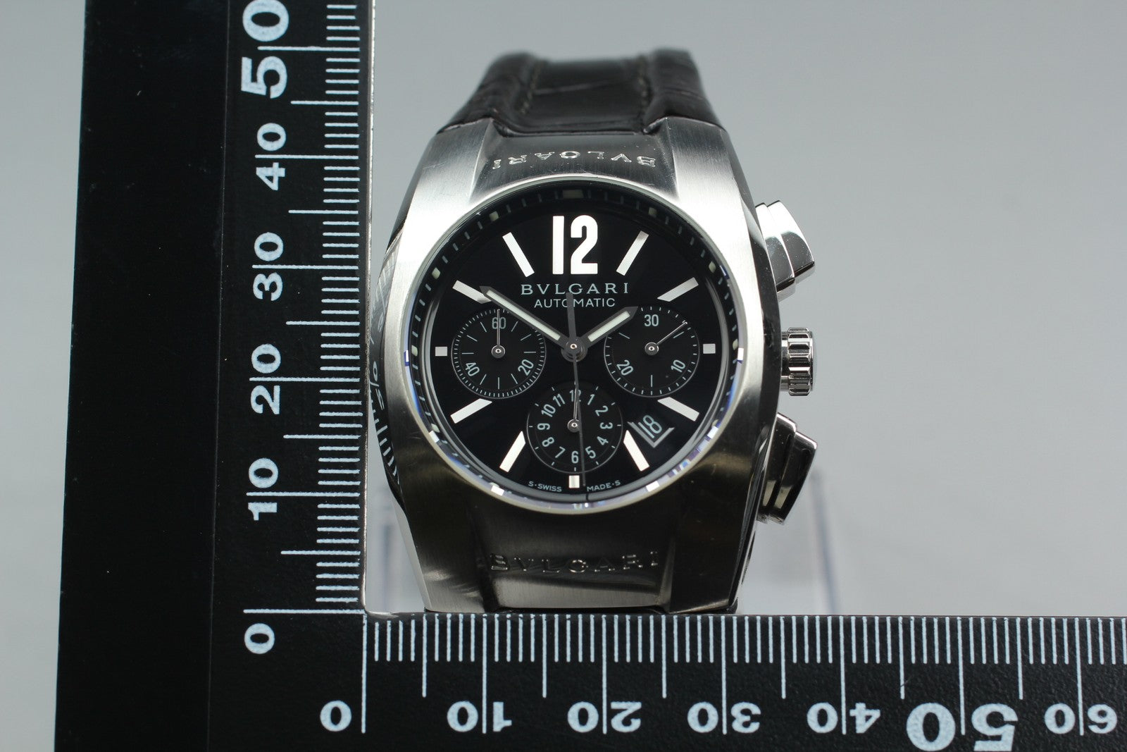 Exc+5*Box BVLGARI Elgon EG35SCH Black Dial Automatic Men's Watch 35mm From JAPAN