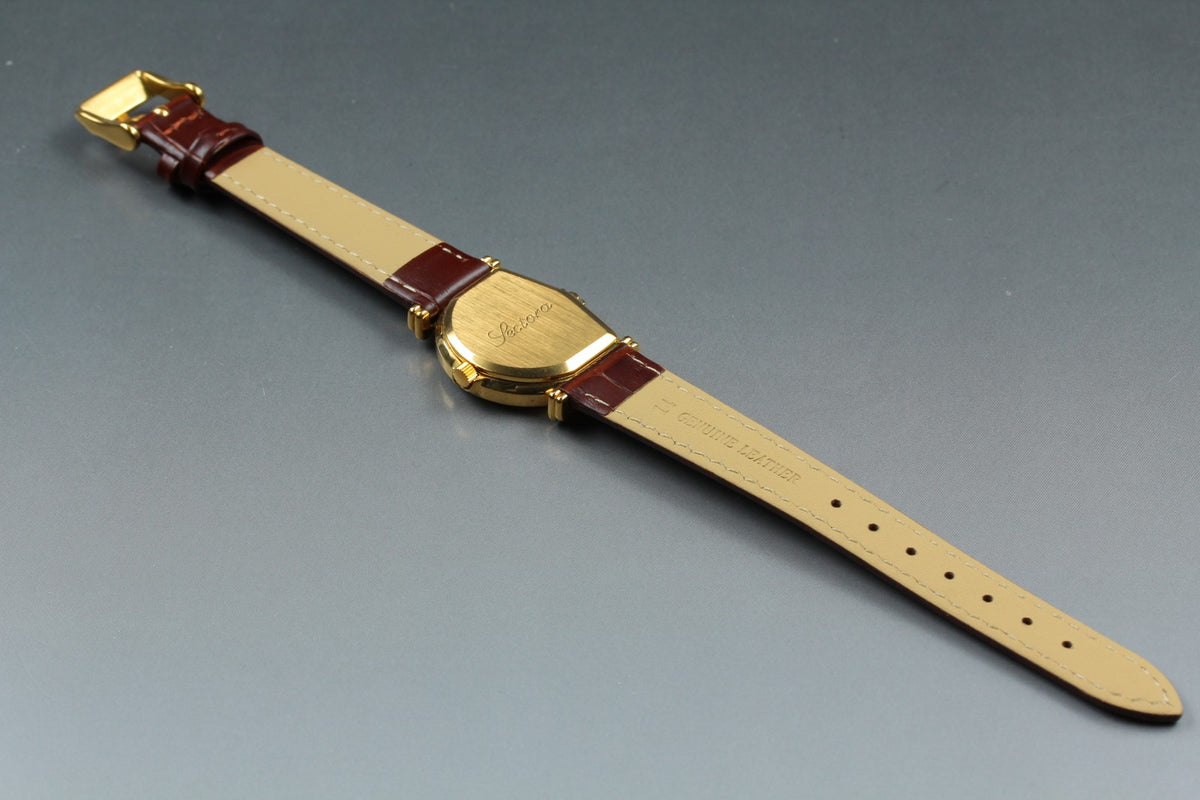 Vintage Jean d'eve Sectora Gold 25mm Gold Brown Women's Quartz Watch JAPAN